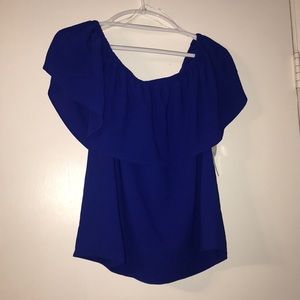 Blue off the shoulder blouse
